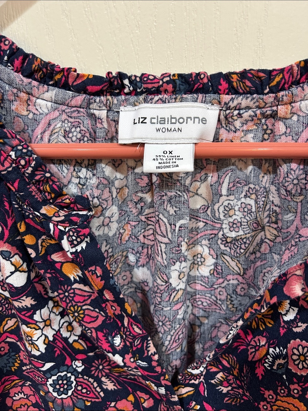 Liz Claiborne Linen Cotton Paisley Top - Picture 2 of 7